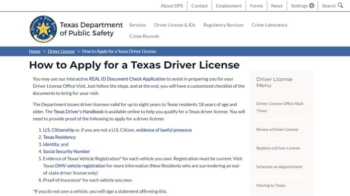 How do you apply for a driver’s license in Texas?